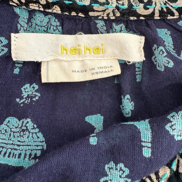 Blue XS Camel Print Button Blouse Shirt Hei Hei Anthropologie Arabian Nights Top - Picture 8 of 9